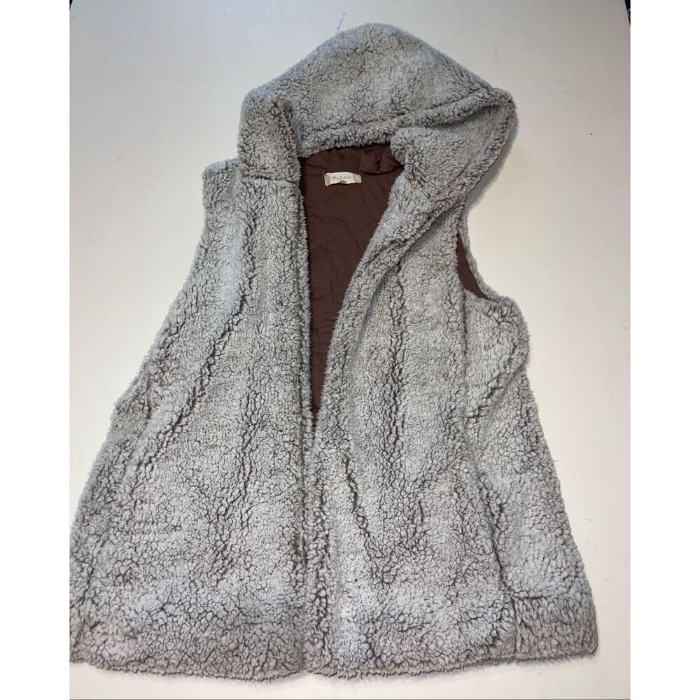 Altar'd State Hooded Sherpa Vest Sweater Beige Brown Boho Bohemian Women's s